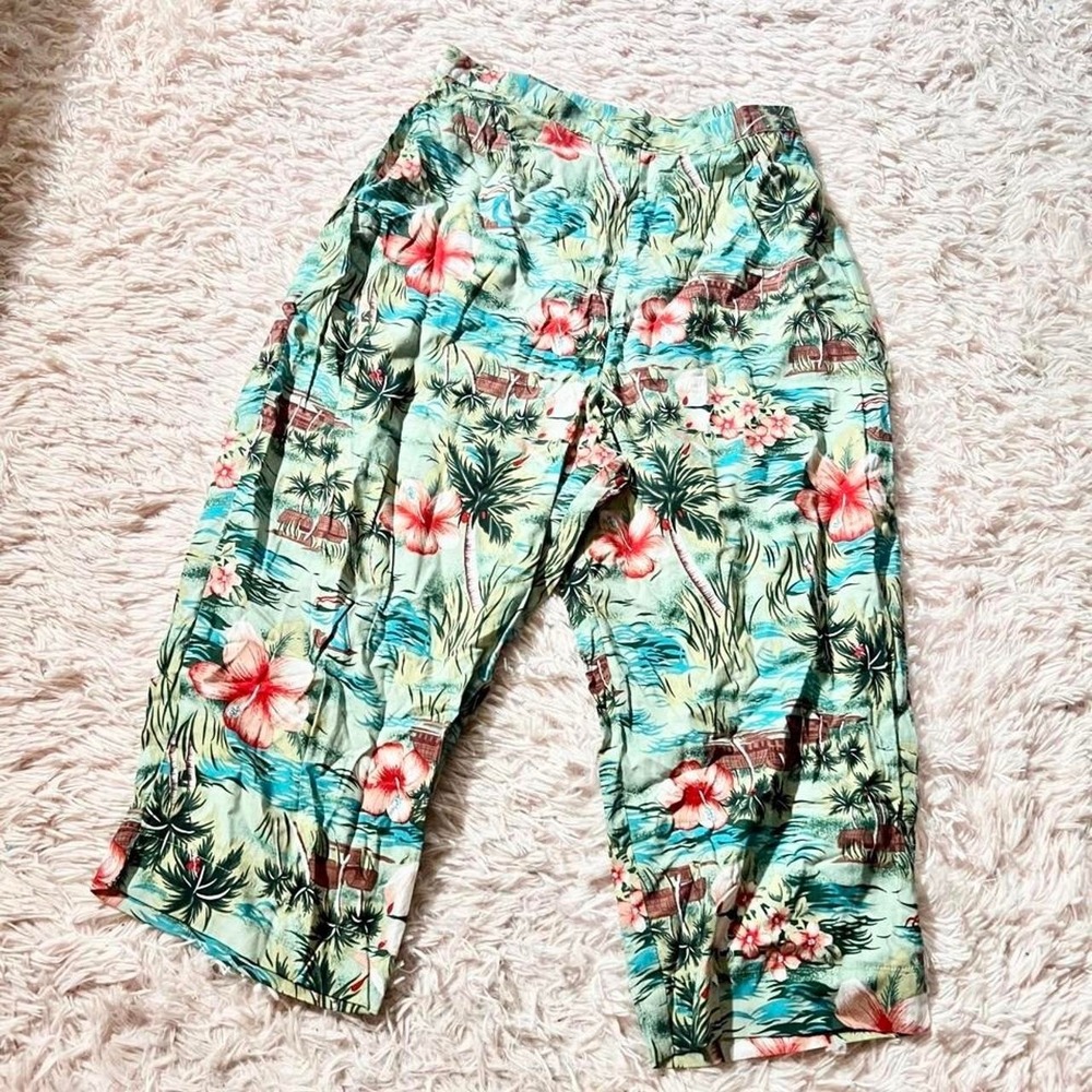 Vintage 90s Quirky Tropical Beachy Cruise Capris Womens XS Eccentric Granny Core